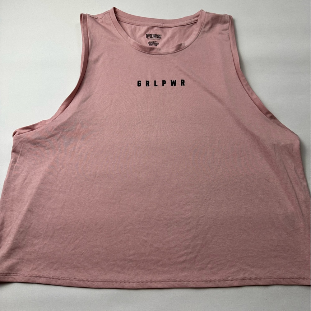 PINK Victorias Secret GRLPWR pink loose arm cropped tank. Size L